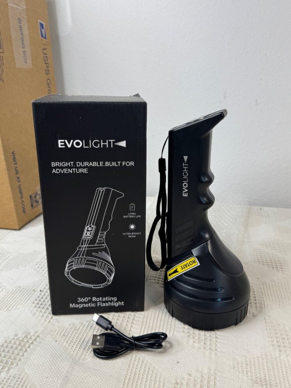 Evolight 360 Rotating Magnetic Flashlight Ultra-Bright LED Multiple Modes NIB